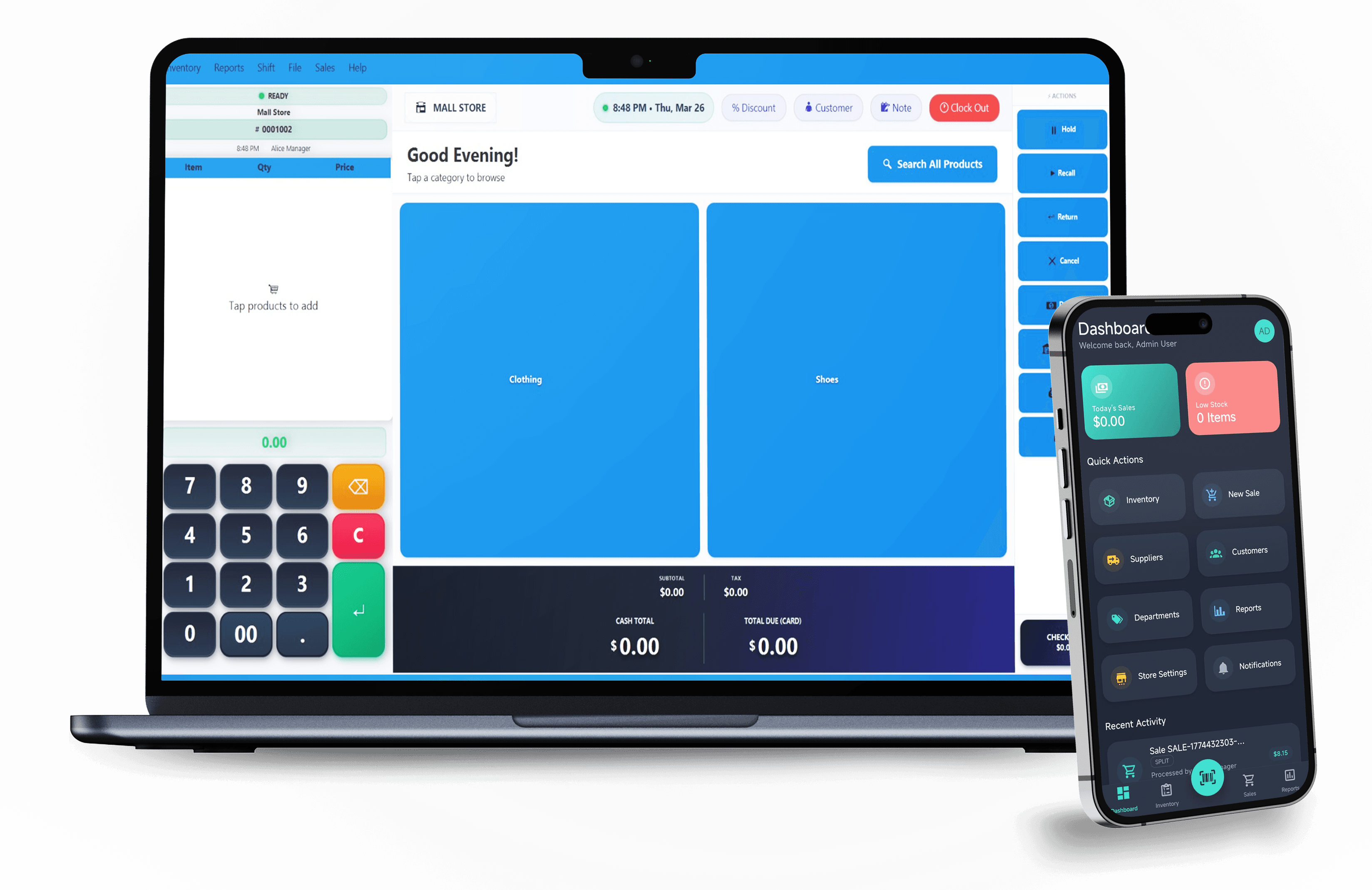 Pos Pasal interface across PC, Tablet, and Mobile